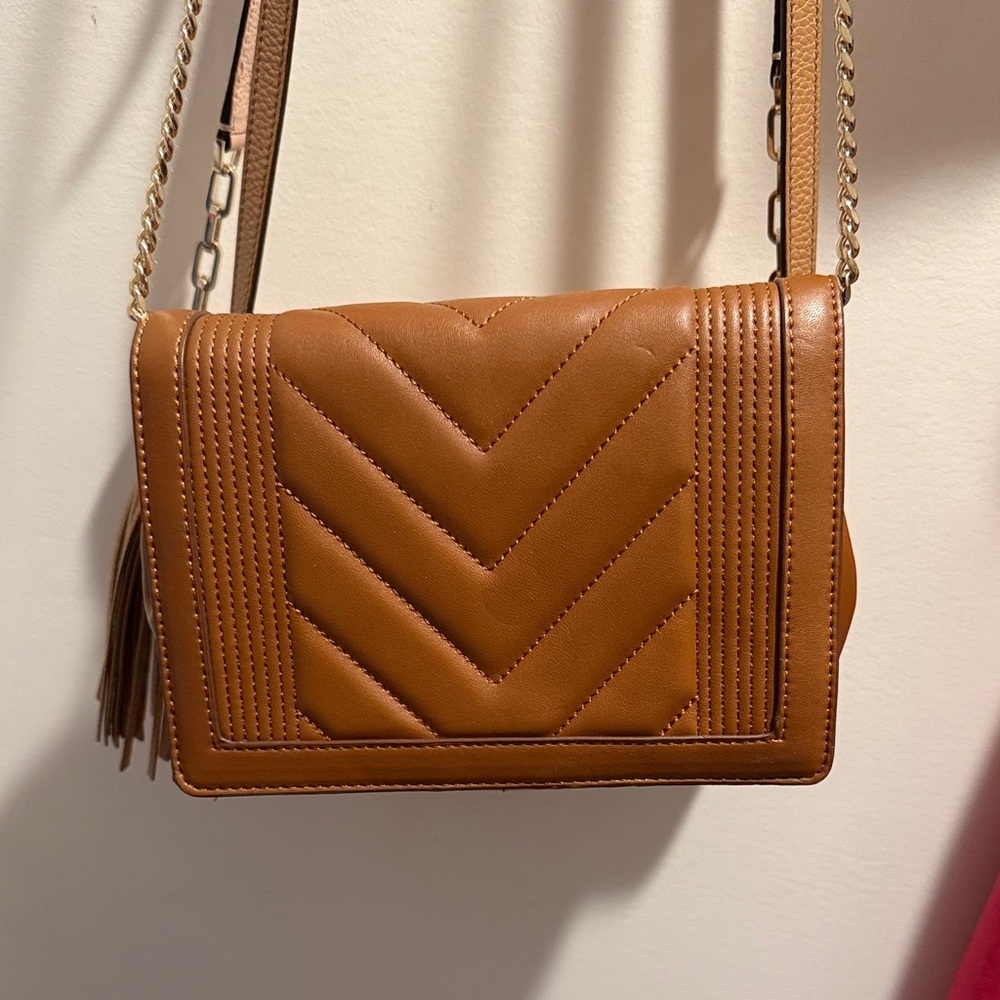 Express Tan Chevron Crossbody Bag